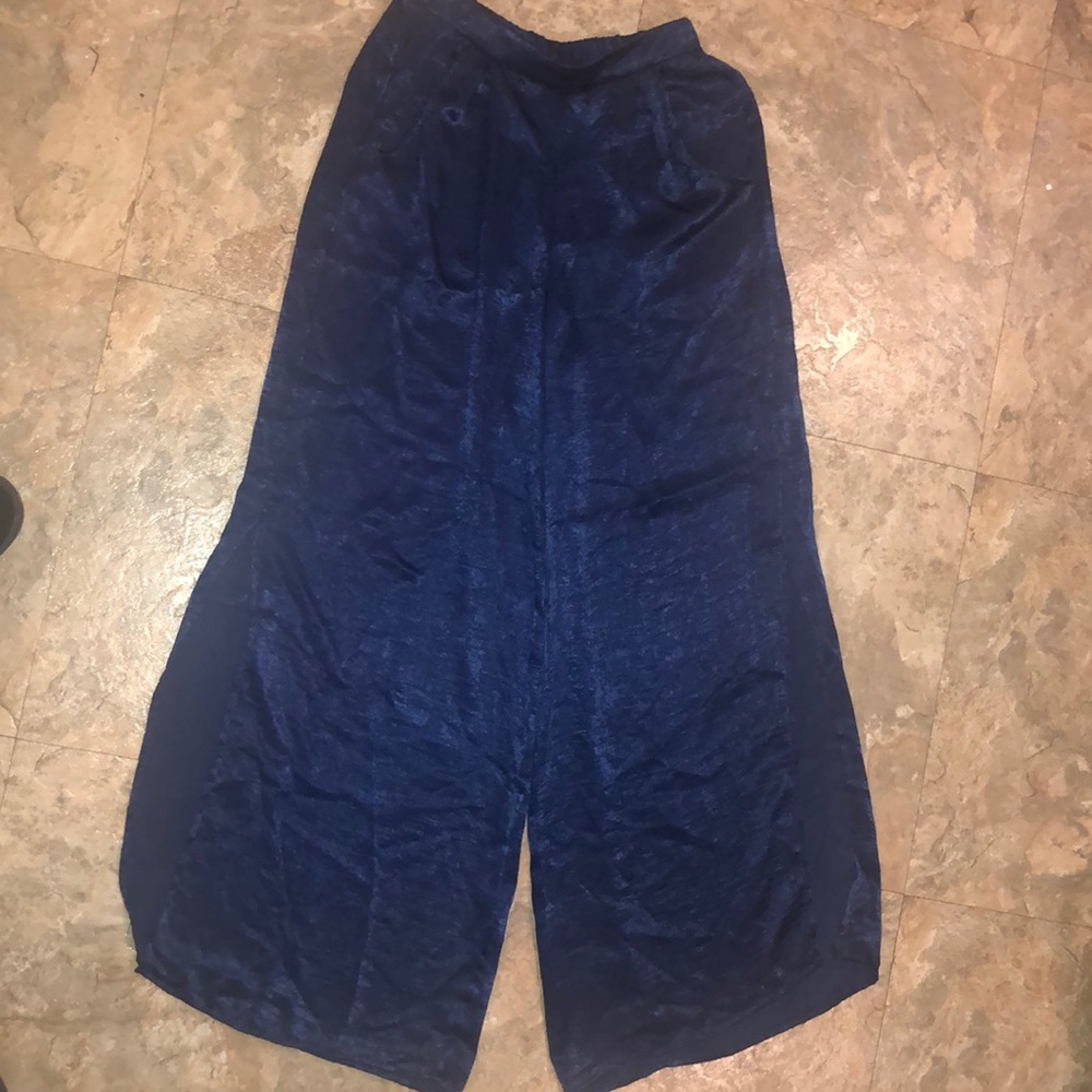 Blue wide leg pants navy blue